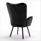 Fauteuil d'appoint à dossier haut et accoudoirs évasés en microfibre, une place – Ivoire / Jaune Moutarde / Noir / Bleu Sarcelle / Gris / Rouge Orange / Bleu-gris