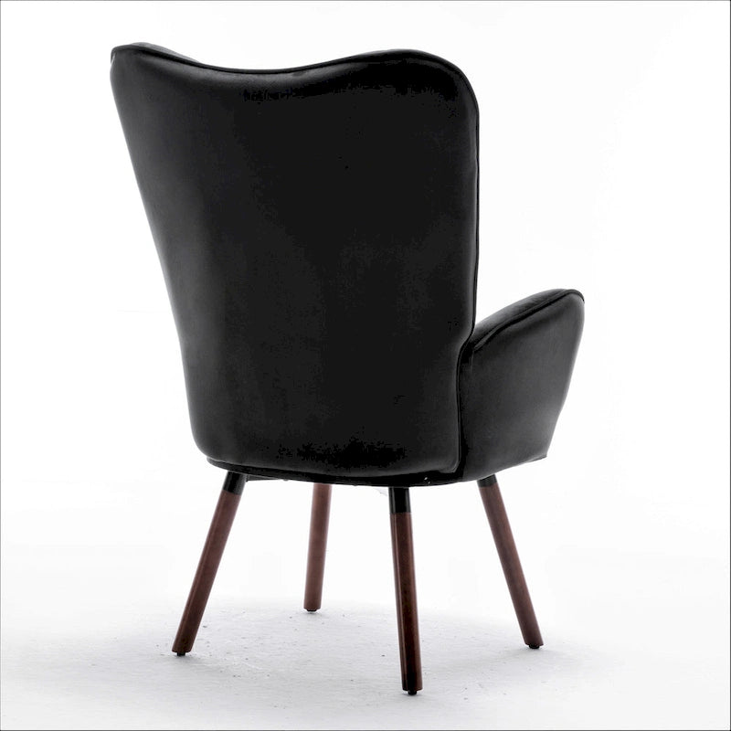 Fauteuil d'appoint à dossier haut et accoudoirs évasés en microfibre, une place – Ivoire / Jaune Moutarde / Noir / Bleu Sarcelle / Gris / Rouge Orange / Bleu-gris