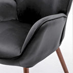 Fauteuil d'appoint à dossier haut et accoudoirs évasés en microfibre, une place – Ivoire / Jaune Moutarde / Noir / Bleu Sarcelle / Gris / Rouge Orange / Bleu-gris