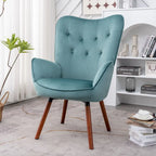 Fauteuil d'appoint à dossier haut et accoudoirs évasés en microfibre, une place – Ivoire / Jaune Moutarde / Noir / Bleu Sarcelle / Gris / Rouge Orange / Bleu-gris