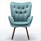 Fauteuil d'appoint à dossier haut et accoudoirs évasés en microfibre, une place – Ivoire / Jaune Moutarde / Noir / Bleu Sarcelle / Gris / Rouge Orange / Bleu-gris