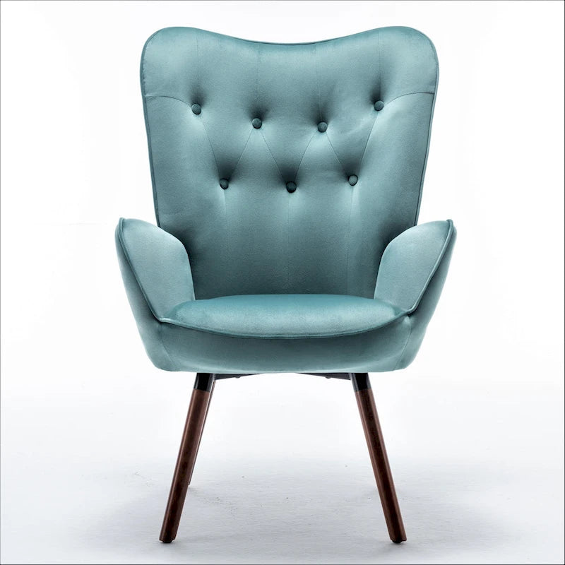 Fauteuil d'appoint à dossier haut et accoudoirs évasés en microfibre, une place – Ivoire / Jaune Moutarde / Noir / Bleu Sarcelle / Gris / Rouge Orange / Bleu-gris