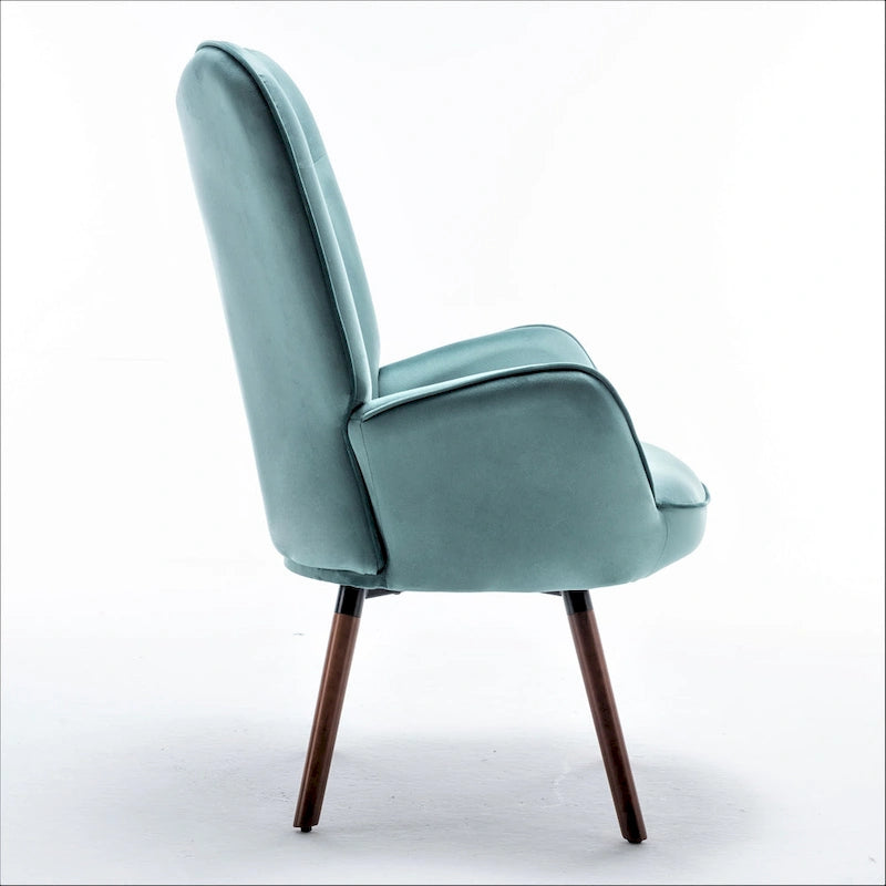 Fauteuil d'appoint à dossier haut et accoudoirs évasés en microfibre, une place – Ivoire / Jaune Moutarde / Noir / Bleu Sarcelle / Gris / Rouge Orange / Bleu-gris