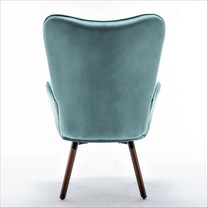 Fauteuil d'appoint à dossier haut et accoudoirs évasés en microfibre, une place – Ivoire / Jaune Moutarde / Noir / Bleu Sarcelle / Gris / Rouge Orange / Bleu-gris