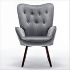 Fauteuil d'appoint à dossier haut et accoudoirs évasés en microfibre, une place – Ivoire / Jaune Moutarde / Noir / Bleu Sarcelle / Gris / Rouge Orange / Bleu-gris
