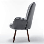 Fauteuil d'appoint à dossier haut et accoudoirs évasés en microfibre, une place – Ivoire / Jaune Moutarde / Noir / Bleu Sarcelle / Gris / Rouge Orange / Bleu-gris