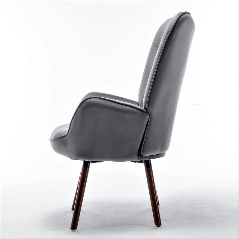 Fauteuil d'appoint à dossier haut et accoudoirs évasés en microfibre, une place – Ivoire / Jaune Moutarde / Noir / Bleu Sarcelle / Gris / Rouge Orange / Bleu-gris