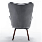 Fauteuil d'appoint à dossier haut et accoudoirs évasés en microfibre, une place – Ivoire / Jaune Moutarde / Noir / Bleu Sarcelle / Gris / Rouge Orange / Bleu-gris
