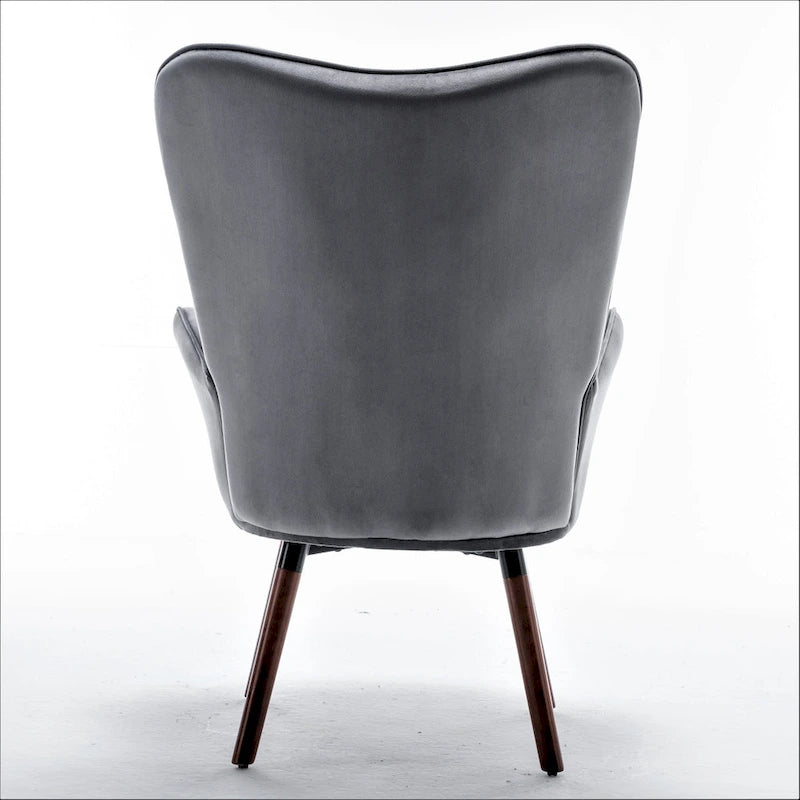 Fauteuil d'appoint à dossier haut et accoudoirs évasés en microfibre, une place – Ivoire / Jaune Moutarde / Noir / Bleu Sarcelle / Gris / Rouge Orange / Bleu-gris