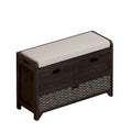 Banc de rangement capitonné, 2 tiroirs et panier, Espresso/Chêne/Blanc/Bleu, 2 places