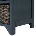 Banc de rangement capitonné, 2 tiroirs et panier, Espresso/Chêne/Blanc/Bleu, 2 places