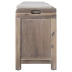 Banc de rangement capitonné, 2 tiroirs et panier, Espresso/Chêne/Blanc/Bleu, 2 places