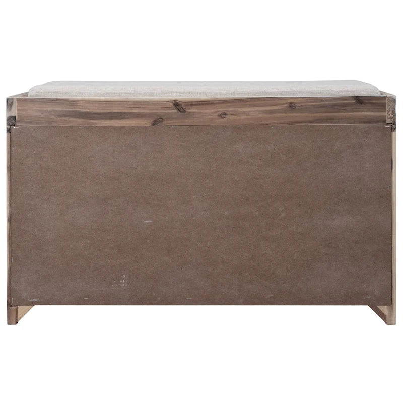Banc de rangement capitonné, 2 tiroirs et panier, Espresso/Chêne/Blanc/Bleu, 2 places