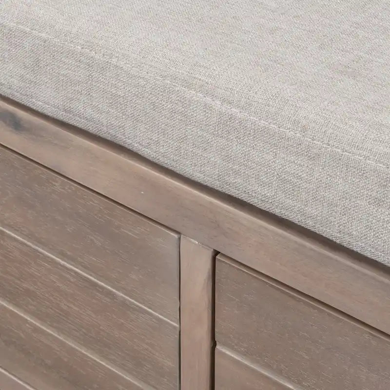 Banc de rangement capitonné, 2 tiroirs et panier, Espresso/Chêne/Blanc/Bleu, 2 places