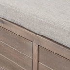 Banc de rangement capitonné, 2 tiroirs et panier, Espresso/Chêne/Blanc/Bleu, 2 places