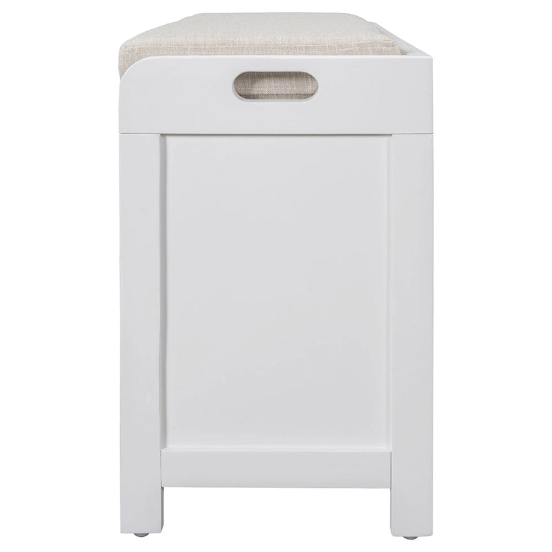 Banc de rangement capitonné, 2 tiroirs et panier, Espresso/Chêne/Blanc/Bleu, 2 places