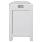 Banc de rangement capitonné, 2 tiroirs et panier, Espresso/Chêne/Blanc/Bleu, 2 places