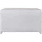Banc de rangement capitonné, 2 tiroirs et panier, Espresso/Chêne/Blanc/Bleu, 2 places