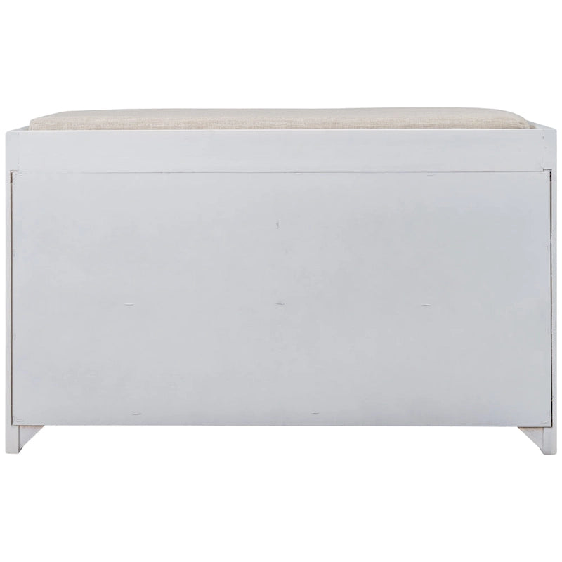 Banc de rangement capitonné, 2 tiroirs et panier, Espresso/Chêne/Blanc/Bleu, 2 places