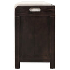 Banc de rangement capitonné, 2 tiroirs et panier, Espresso/Chêne/Blanc/Bleu, 2 places
