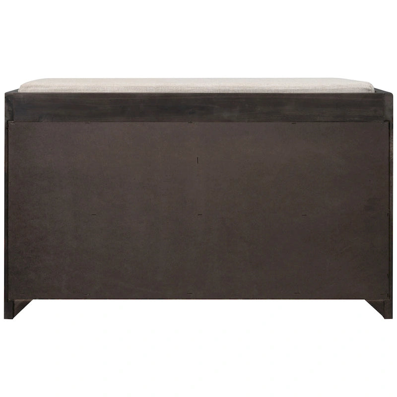 Banc de rangement capitonné, 2 tiroirs et panier, Espresso/Chêne/Blanc/Bleu, 2 places