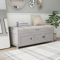 Banc de rangement rustique avec portes persiennes, 2 places, Gris délavé/Bleu marine antique/Blanc/Expresso
