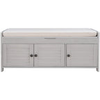 Banc de rangement rustique avec portes persiennes, 2 places, Gris délavé/Bleu marine antique/Blanc/Expresso