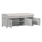 Banc de rangement rustique avec portes persiennes, 2 places, Gris délavé/Bleu marine antique/Blanc/Expresso