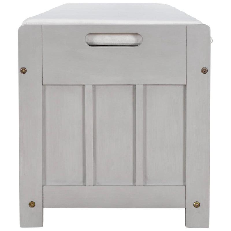 Banc de rangement rustique avec portes persiennes, 2 places, Gris délavé/Bleu marine antique/Blanc/Expresso