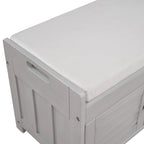 Banc de rangement rustique avec portes persiennes, 2 places, Gris délavé/Bleu marine antique/Blanc/Expresso