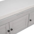 Banc de rangement rustique avec portes persiennes, 2 places, Gris délavé/Bleu marine antique/Blanc/Expresso