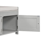 Banc de rangement rustique avec portes persiennes, 2 places, Gris délavé/Bleu marine antique/Blanc/Expresso