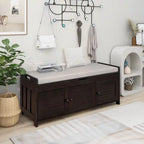 Banc de rangement rustique avec portes persiennes, 2 places, Gris délavé/Bleu marine antique/Blanc/Expresso
