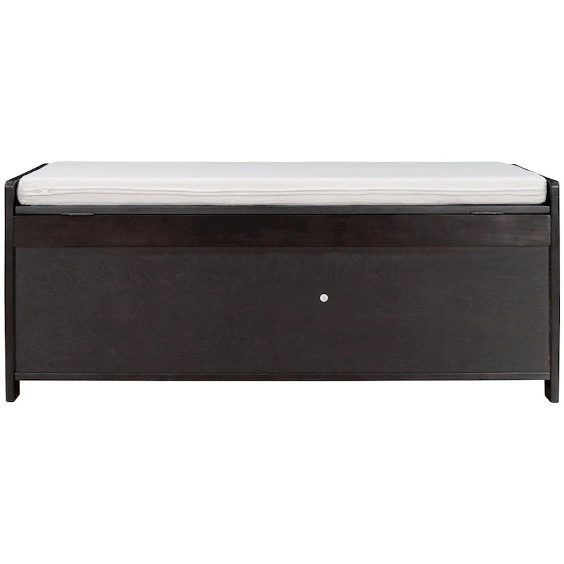 Banc de rangement rustique avec portes persiennes, 2 places, Gris délavé/Bleu marine antique/Blanc/Expresso