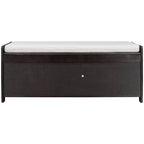 Banc de rangement rustique avec portes persiennes, 2 places, Gris délavé/Bleu marine antique/Blanc/Expresso