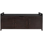 Banc de rangement rustique avec portes persiennes, 2 places, Gris délavé/Bleu marine antique/Blanc/Expresso