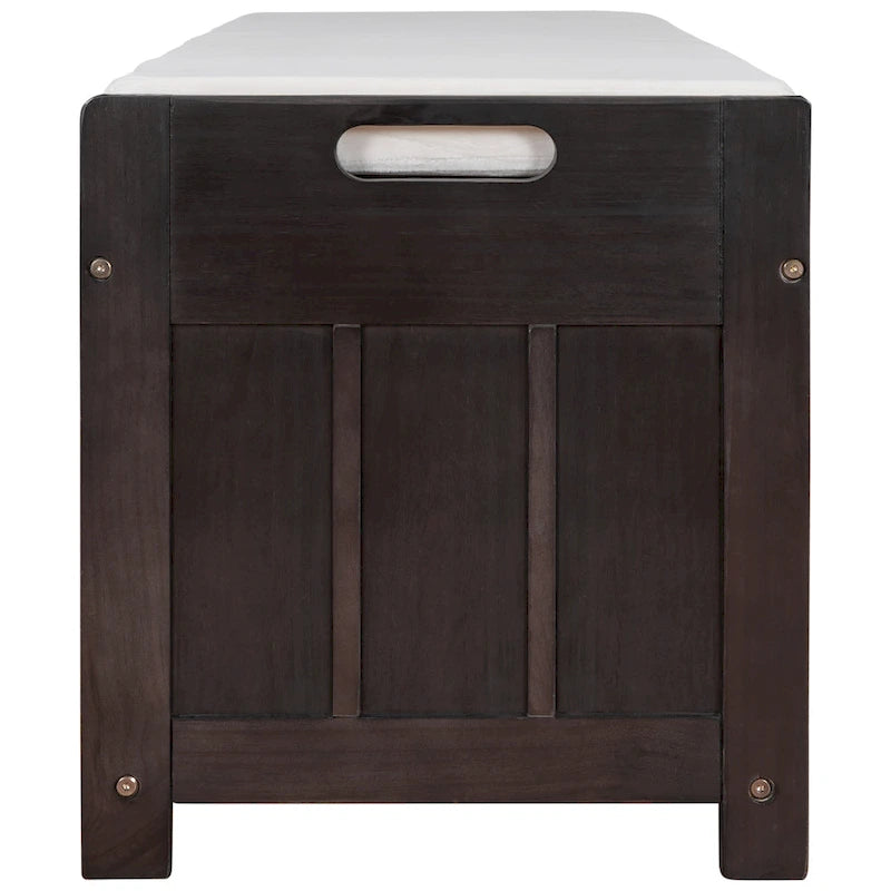 Banc de rangement rustique avec portes persiennes, 2 places, Gris délavé/Bleu marine antique/Blanc/Expresso