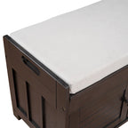 Banc de rangement rustique avec portes persiennes, 2 places, Gris délavé/Bleu marine antique/Blanc/Expresso