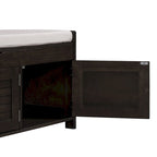 Banc de rangement rustique avec portes persiennes, 2 places, Gris délavé/Bleu marine antique/Blanc/Expresso