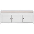 Banc de rangement rustique avec portes persiennes, 2 places, Gris délavé/Bleu marine antique/Blanc/Expresso