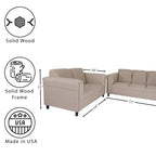 Ensemble canapé et causeuse Toast Mid-Century Modern, 2 pièces, polyester nylon