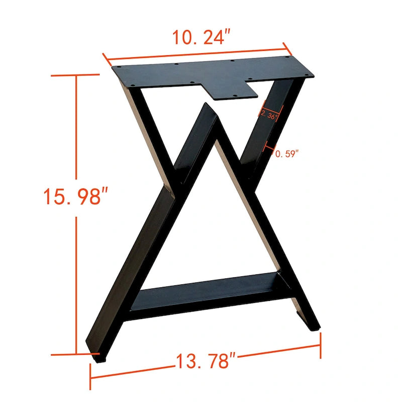 Pied de table rectangulaire Type W noir, simple