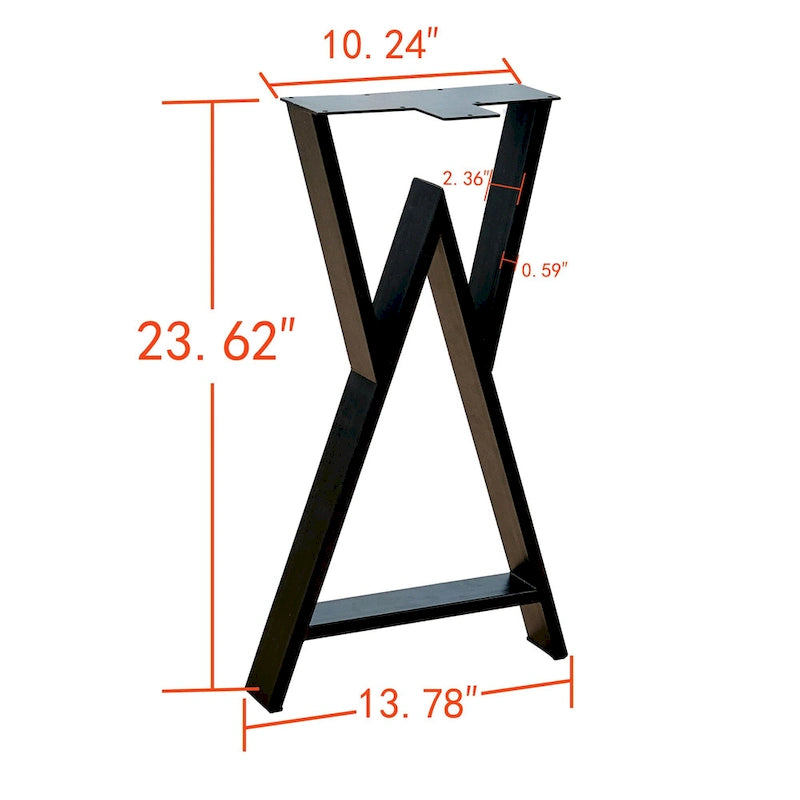 Pied de table rectangulaire Type W noir, simple