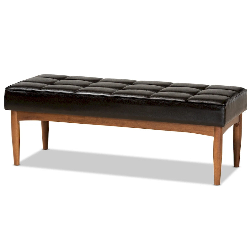 Banc de salle à manger moderne du milieu du siècle pour 2 – Gris / Marron foncé / Fauve