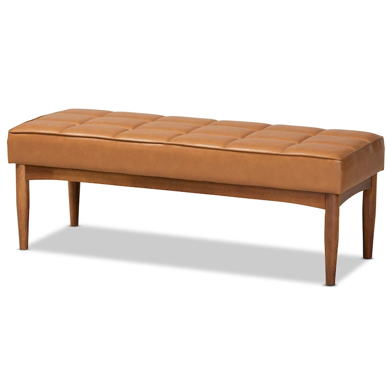 Banc de salle à manger moderne du milieu du siècle pour 2 – Gris / Marron foncé / Fauve