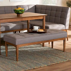 Banc de salle à manger moderne du milieu du siècle pour 2 – Gris / Marron foncé / Fauve