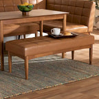 Banc de salle à manger moderne du milieu du siècle pour 2 – Gris / Marron foncé / Fauve