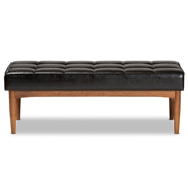 Banc de salle à manger moderne du milieu du siècle pour 2 – Gris / Marron foncé / Fauve