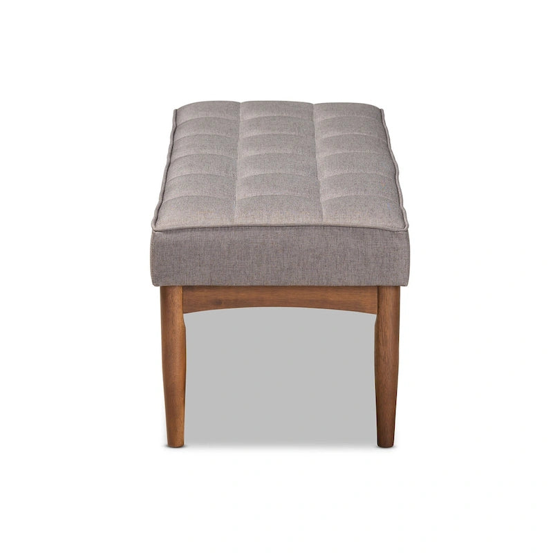 Banc de salle à manger moderne du milieu du siècle pour 2 – Gris / Marron foncé / Fauve