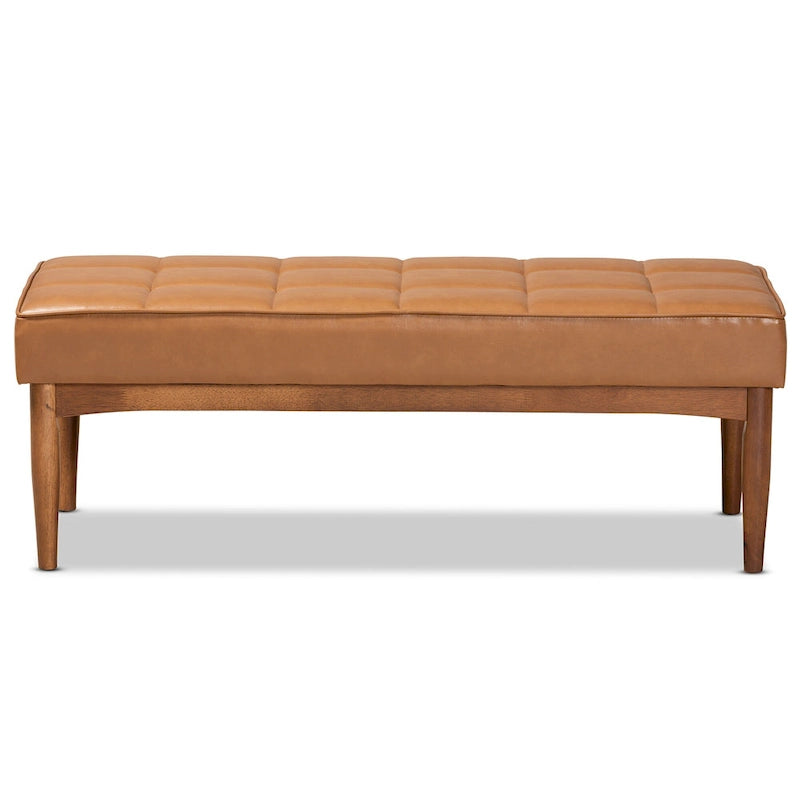 Banc de salle à manger moderne du milieu du siècle pour 2 – Gris / Marron foncé / Fauve